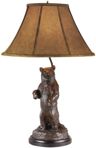 Rustic Oxblood Red Forest Bear Table Lamp Lodge Style: Rustic Oxblood Red Forest Bear Table Lamp Lodge Style This item is made at time of order. Please allow 42 to 70 days for production. Illuminate your cabin with this exquisite Hand-Crafted Forest Bear 