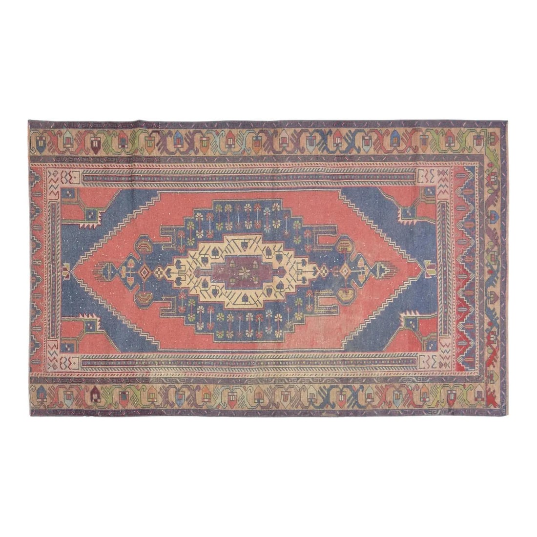 Burgundy Wool Turkish Rug Hand Knotted 4'4 x 7'2 Vintage: Burgundy Wool Turkish Rug Hand Knotted 4'4 x 7'2 Vintage This vintage Turkish hand-knotted wool rug showcases traditional craftsmanship with a modern design sensibility. Meticulously made using time-h