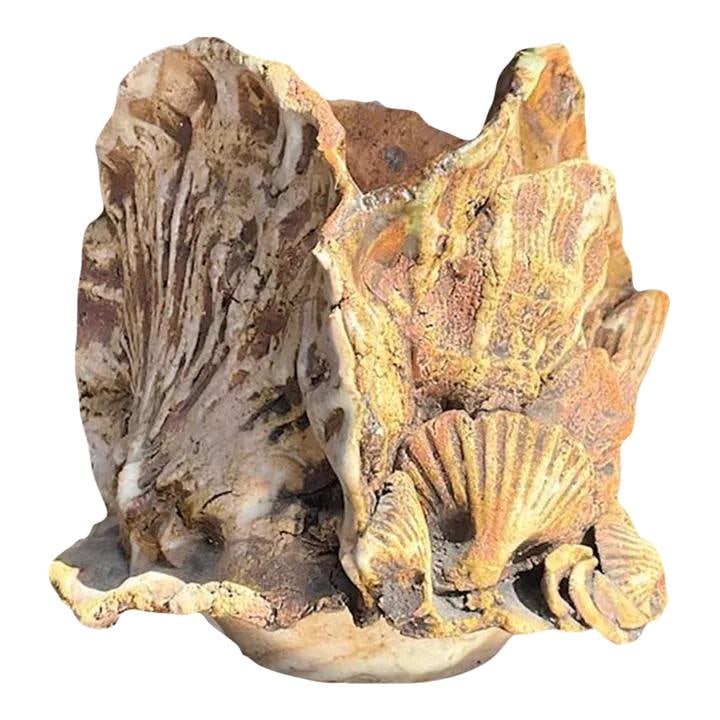 Vintage Boho Coastal Pottery Vase from Palm Beach Estate: Vintage Boho Coastal Pottery Vase from Palm Beach Estate This stunning vintage Boho coastal studio pottery vase showcases exceptional craftsmanship with a chic slab build and remarkable attention to d