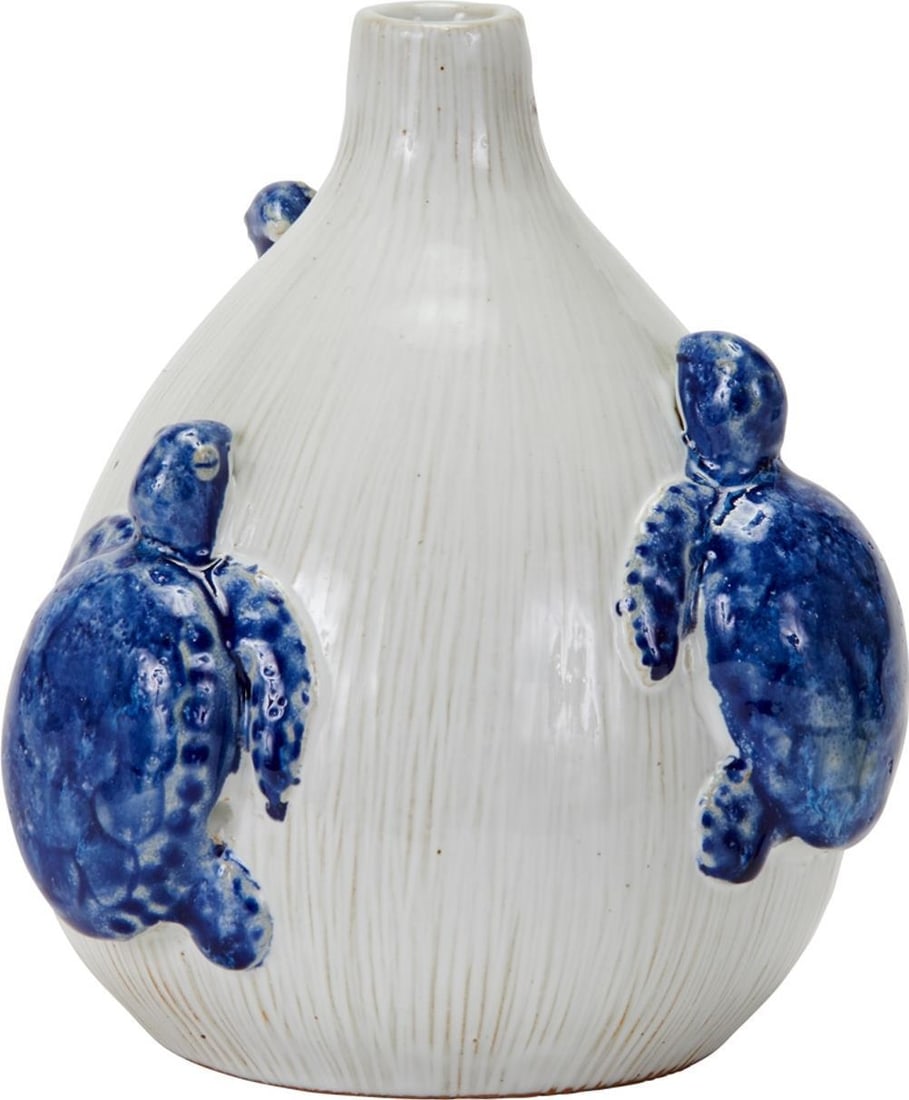 Handmade Blue Turtle Vase 10H 8.5W 8.5D for Decor: Handmade Blue Turtle Vase 10H 8.5W 8.5D for Decor Enhance your home decor with this unique handmade blue turtle vase. With its charming design and vibrant color, it serves as a perfect accent piece fo