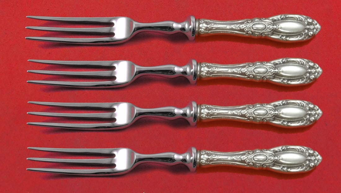 Towle King Richard Sterling Silver 4-Piece Fruit Fork Set 6 Inch: Towle King Richard Sterling Silver 4-Piece Fruit Fork Set 6 Inch Enhance your dining experience with this exquisite 4-piece fruit fork set from the King Richard pattern by Towle. Each fork is custom m