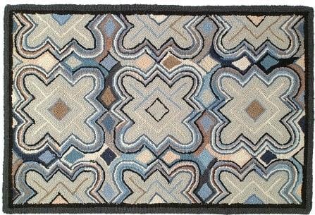 Putnam Blue Transitional Rug 3x5 Hooked Cotton Wool (1 of 1)