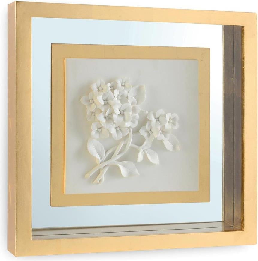 John-Richard Gold Leaf Botanical Porcelain Art 18x18 Vertical: John-Richard Gold Leaf Botanical Porcelain Art 18x18 Vertical This exquisite Gold Leaf Botanical Porcelain Art piece measures 18 inches in height and 18 inches in width, showcasing a stunning vertical