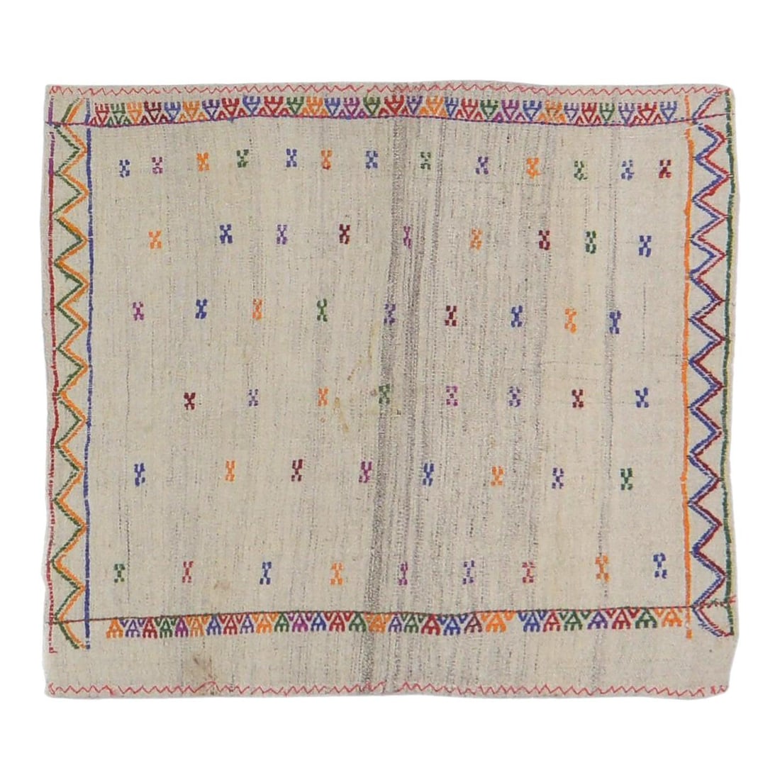 Handmade Wool Beni Ourain Accent Rug 3'2" x 3'8" Moroccan Vintage: Handmade Wool Beni Ourain Accent Rug 3'2" x 3'8" Moroccan Vintage This 1950s Moroccan Beni Ourain rug is hand-knotted from wool using traditional techniques, offering a soft, rich texture with excepti
