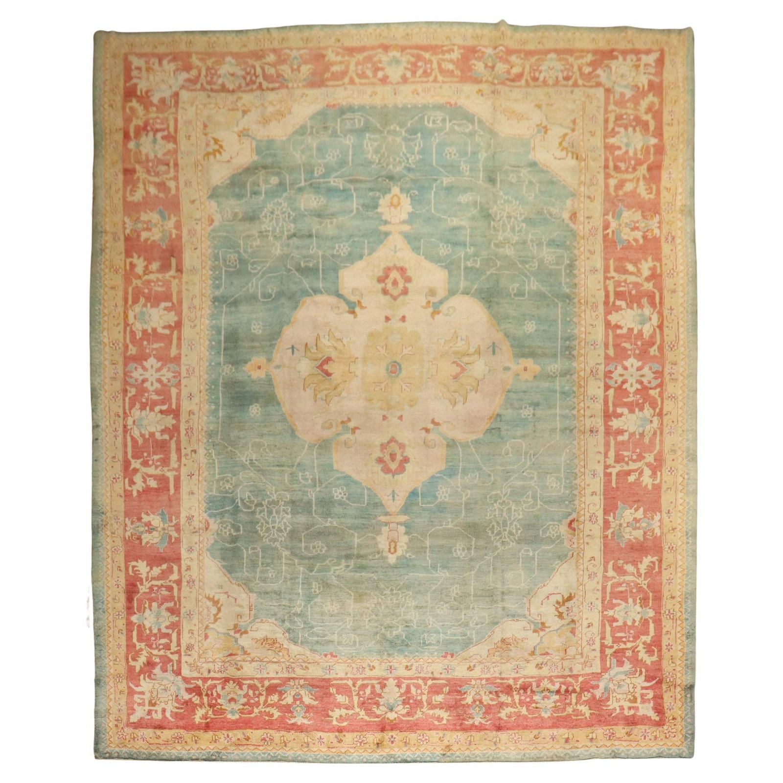 Antique Turkish Oushak Rug Early 20th Century Wool Hand-Knotted 10'9 x 14'11: Antique Turkish Oushak Rug Early 20th Century Wool Hand-Knotted 10'9 x 14'11 Discover the exquisite beauty of this early 20th-century Turkish Oushak rug, a true testament to craftsmanship and traditio