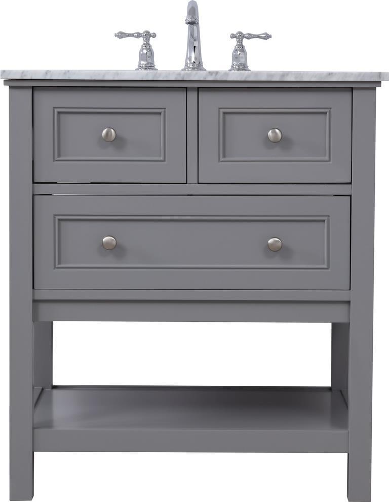 Elegant Lighting 30 Gray Bathroom Vanity Solid Wood Brushed Nickel Finish: Elegant Lighting 30 Gray Bathroom Vanity Solid Wood Brushed Nickel Finish Elevate your bathroom with this modern 30" gray bathroom vanity, designed to enhance contemporary spaces. Constructed from sol
