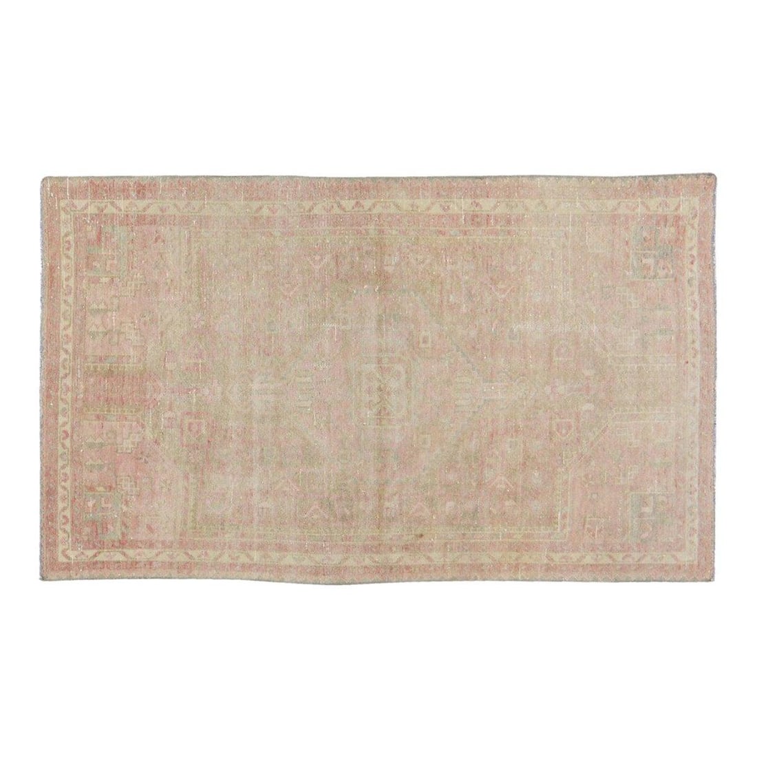 Turkish Anatolian Wool Area Rug Hand Knotted 3'7'' x 6'2'' Vintage: Turkish Anatolian Wool Area Rug Hand Knotted 3'7'' x 6'2'' Vintage This vintage Turkish Anatolian rug is hand-knotted from wool, showcasing traditional craftsmanship with a modern design approach. Its