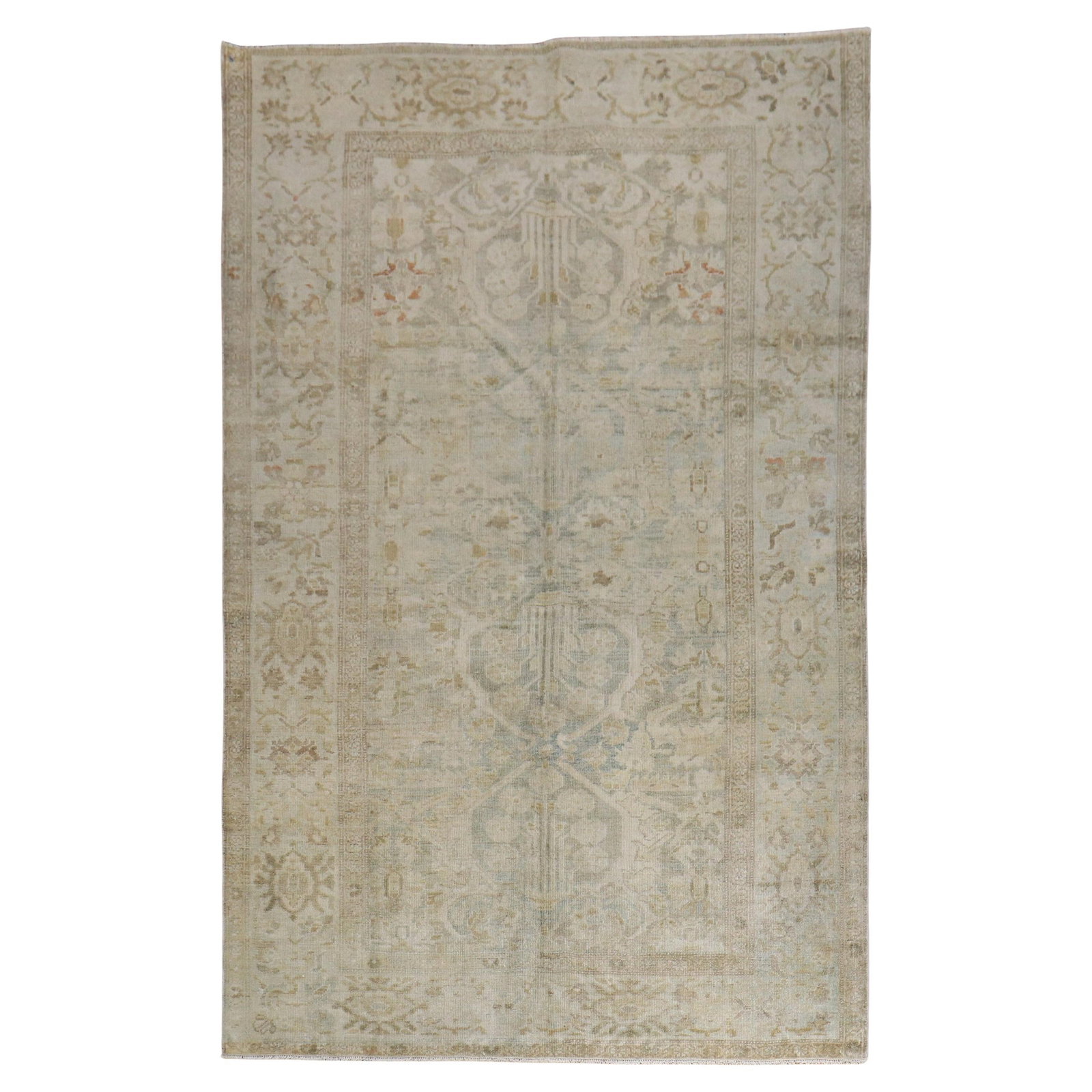 Early 20th Century Persian Malayer Wool Rug in Neutral Tones 4'5 x 7'1: Early 20th Century Persian Malayer Wool Rug in Neutral Tones 4'5 x 7'1 This early 20th-century Persian Malayer rug features neutral tones and a rustic style. Hand-knotted from wool, it originates from