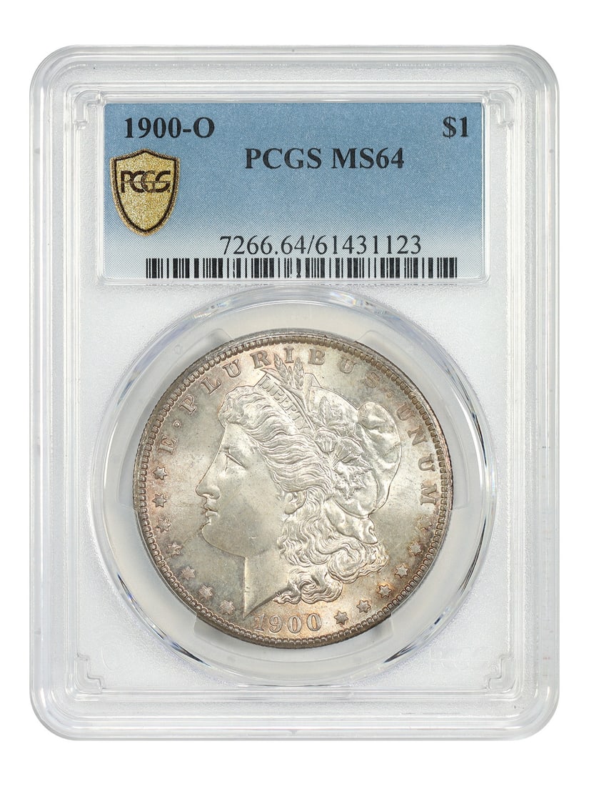 Morgan Dollar 1900 New Orleans Mint PCGS MS64 Uncirculated $1 Coin: Morgan Dollar 1900 New Orleans Mint PCGS MS64 Uncirculated $1 Coin This is a 1900-O Morgan Dollar graded MS64 by PCGS. The coin is uncirculated and was minted in New Orleans. It is part of the Morgan 