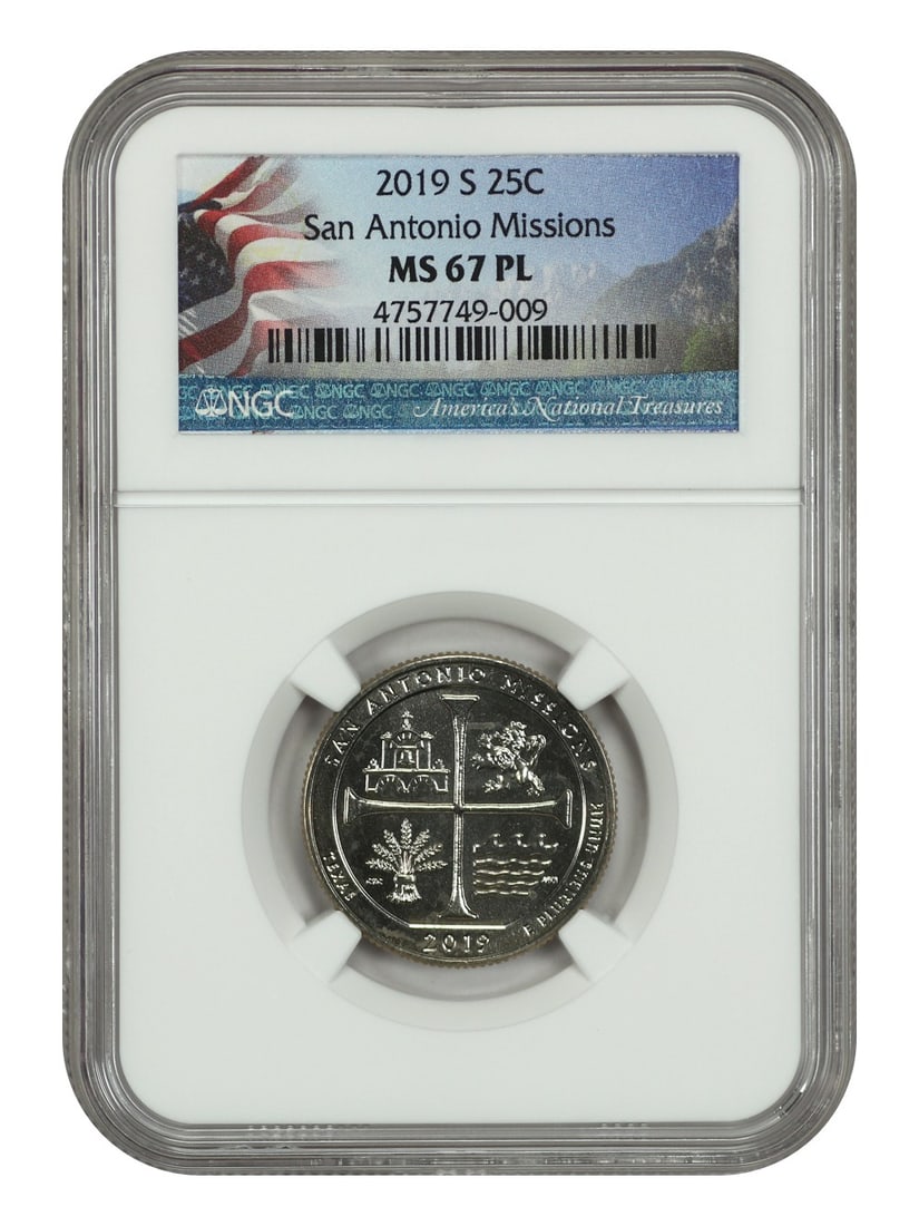 2019-S 25C San Antonio Missions NGC PL67 Type 1 Clad Quarter (1 of 2)