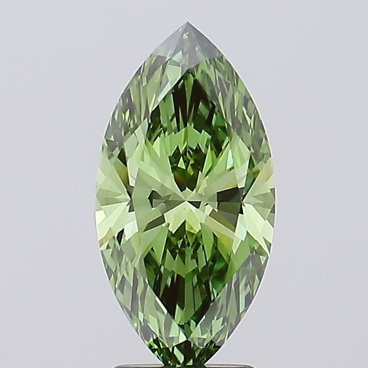 Loose Diamond - MARQUISE 2.57ct Fancy Vivid Green VS1: Loose Diamond - MARQUISE 2.57ct Fancy Vivid Green VS1 Source: This is a real non-mined Diamond that has been grown in a lab Shape: MARQUISE Carats: 2.57 Color: Fancy Vivid Green Certification: IGI Vid