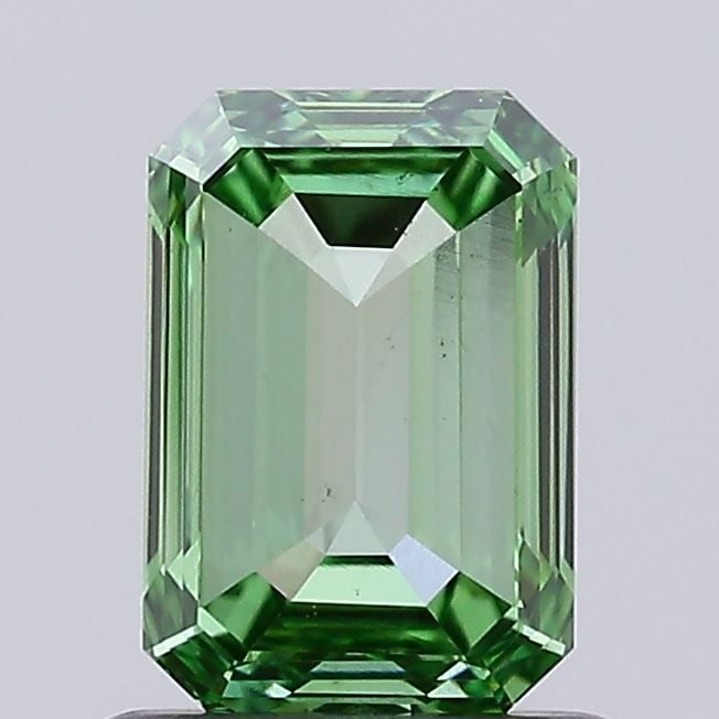 Loose Diamond - EMERALD 0.88ct Fancy Vivid Green VS2: Loose Diamond - EMERALD 0.88ct Fancy Vivid Green VS2 Source: This is a real non-mined Diamond that has been grown in a lab Shape: EMERALD Carats: 0.88 Color: Fancy Vivid Green Certification: IGI Video