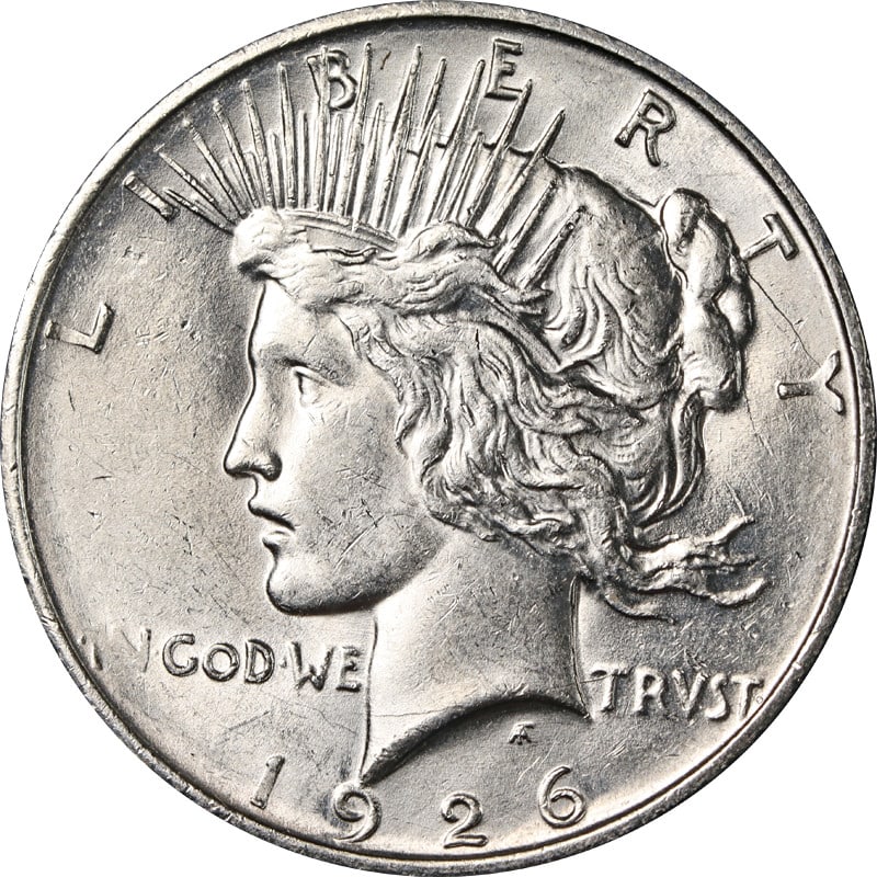 1926 Denver Mint Silver Peace Dollar United States Coin: 1926 Denver Mint Silver Peace Dollar United States Coin This 1926-D Peace Dollar is a circulated, pre-owned coin from the United States. It is composed of silver with a fineness of 0.9 and was minted 