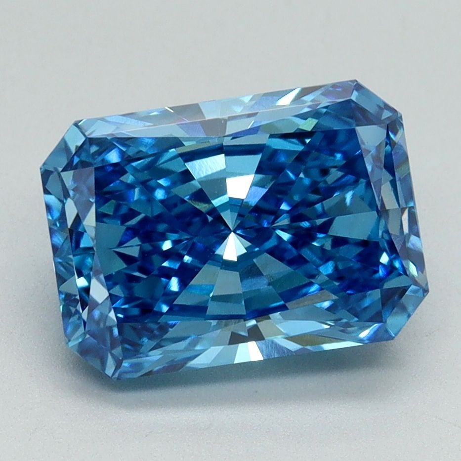 Loose Diamond - RADIANT 3.14ct Fancy Vivid Blue VS1: Loose Diamond - RADIANT 3.14ct Fancy Vivid Blue VS1 Source: This is a real non-mined Diamond that has been grown in a lab Shape: RADIANT Carats: 3.14 Color: Fancy Vivid Blue Certification: IGI Video: