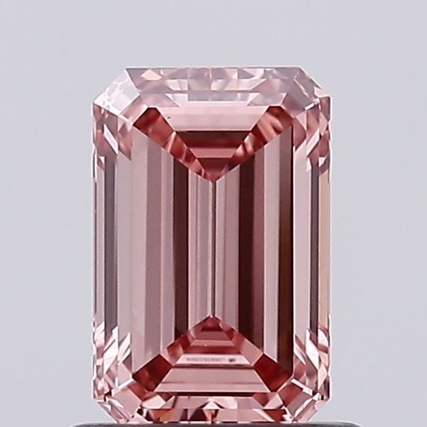 Loose Diamond - EMERALD 0.89ct Fancy Intense Brownish Pink VS1: Loose Diamond - EMERALD 0.89ct Fancy Intense Brownish Pink VS1 Source: This is a real non-mined Diamond that has been grown in a lab Shape: EMERALD Carats: 0.89 Color: Fancy Intense Brownish Pink Cert