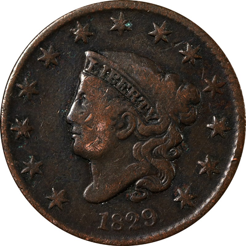 1829 United States Copper Large Cent With Medium Lettering (1 of 2)