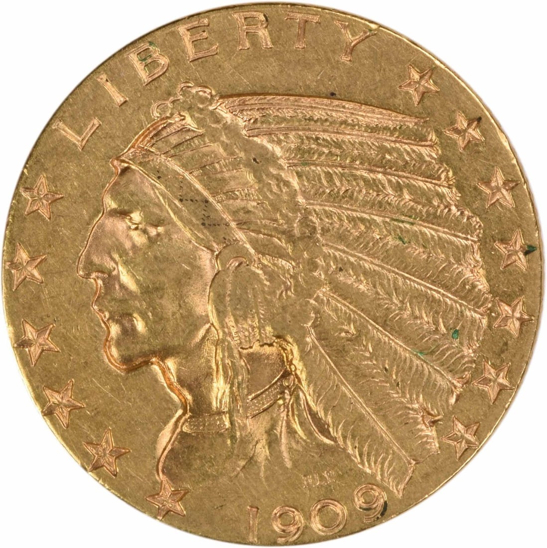1909 Denver Mint Five Dollar Indian Head Gold Coin AU Uncertified (1 of 2)