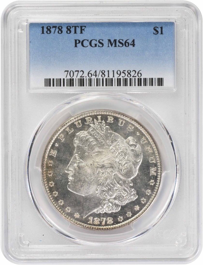 PCGS MS64 1878 8 Tail Feathers Morgan Dollar Philadelphia Mint Silver Coin (1 of 4)