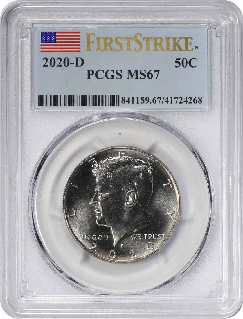 2020-D Kennedy Half Dollar MS67 PCGS Uncirculated Coin: 2020-D Kennedy Half Dollar MS67 PCGS Uncirculated Coin This 2020-D Kennedy Half Dollar is a stunning example of numismatic craftsmanship, graded MS67 by PCGS. It features a beautiful design by Gilroy 