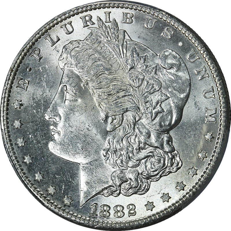 PCGS MS63 Graded 1882-S Morgan Dollar Uncirculated Silver Coin (1 of 4)