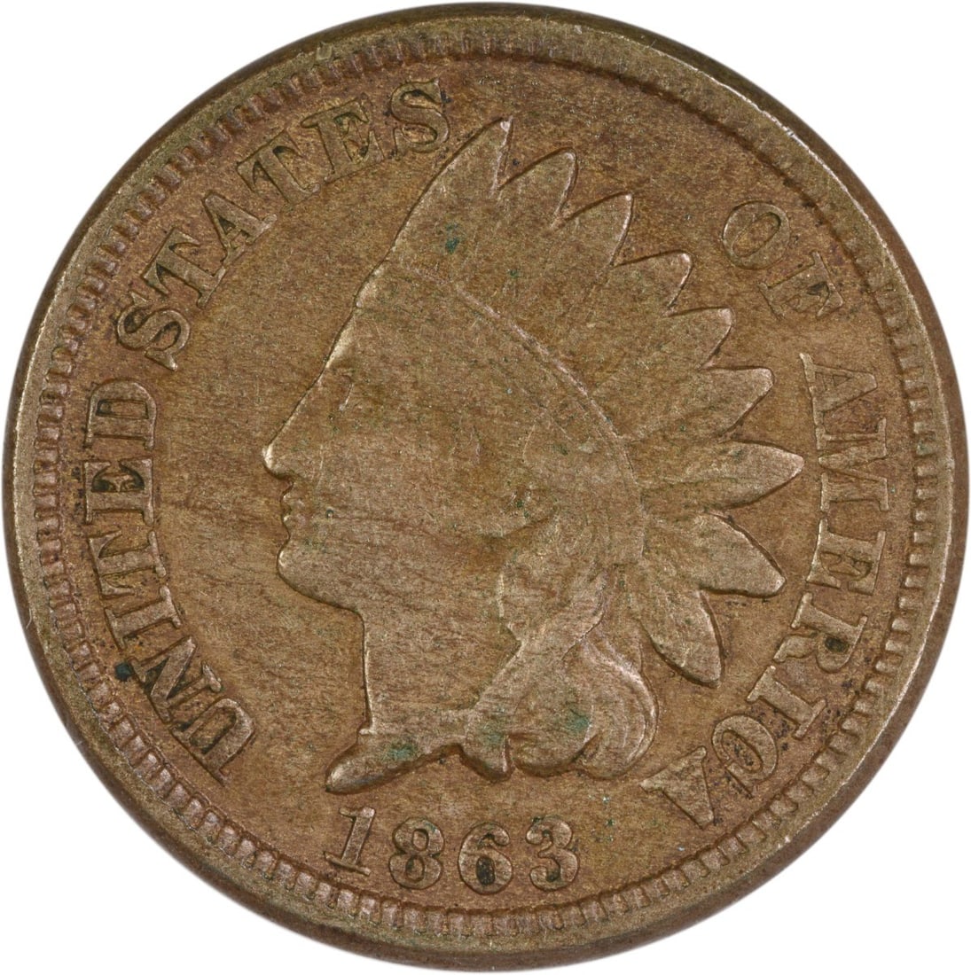 1863 Indian Head Cent EF Circulated Uncertified Philadelphia Mint: 1863 Indian Head Cent EF Circulated Uncertified Philadelphia Mint This 1863 Indian Cent features the iconic Indian Head design by James Barton Longacre and is a remarkable piece of American numismatic