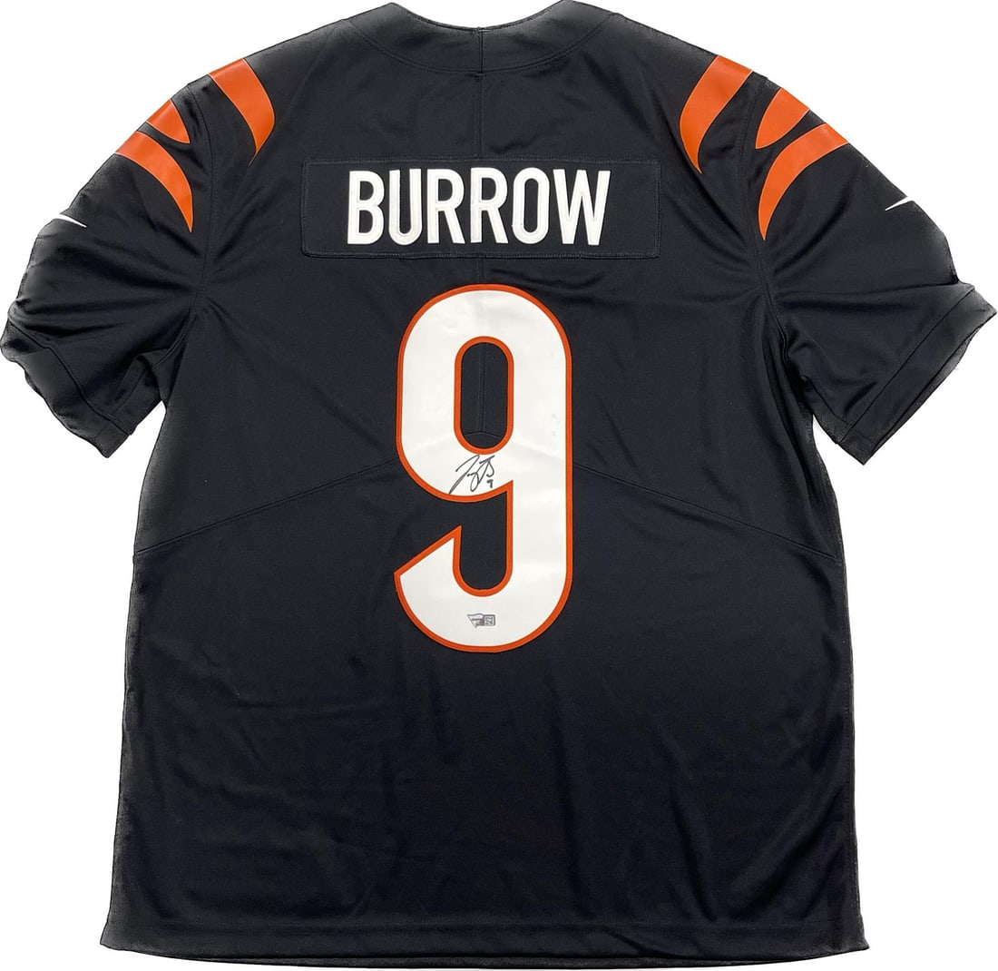 Joe Burrow Autographed Jersey PSA 10 Cincinnati Bengals Fanatics Certified: Joe Burrow Autographed Jersey PSA 10 Cincinnati Bengals Fanatics Certified This is a pre-owned, stitched jersey autographed by Joe Burrow, the star quarterback of the Cincinnati Bengals. The signature