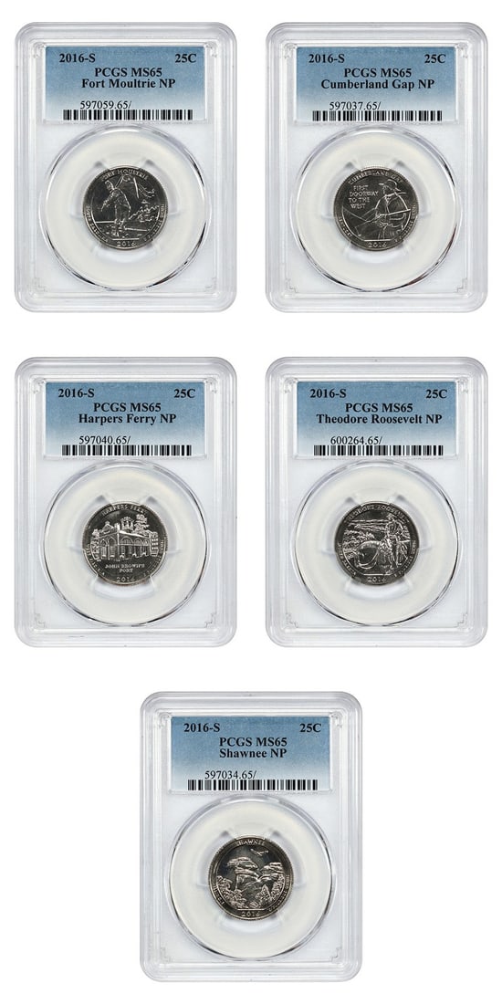 2016 America the Beautiful Quarter Set PCGS MS65 Type 1 Clad San Francisco (1 of 2)