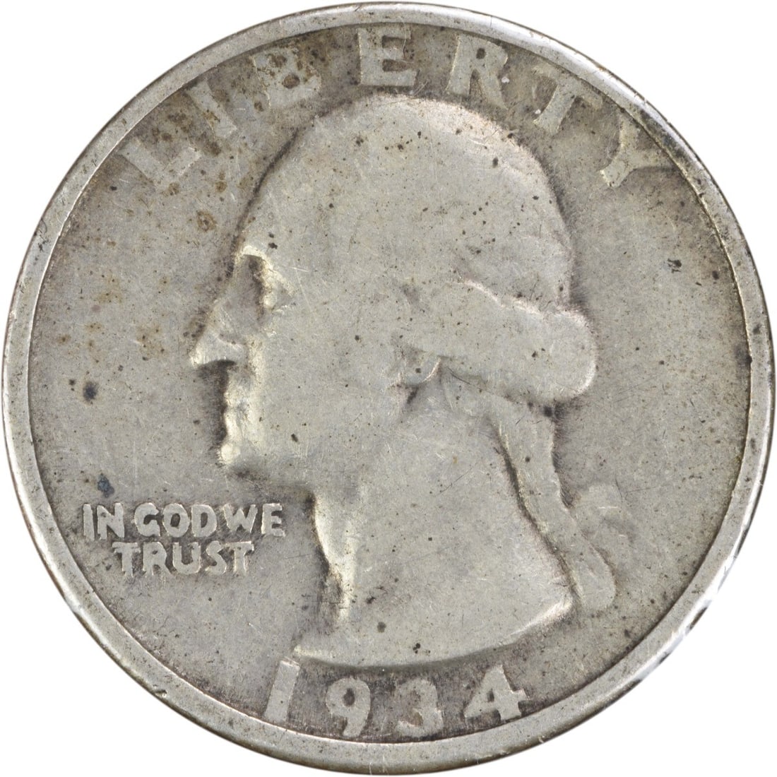 1934 Washington Quarter DDO FS-101 90% Silver Uncertified: 1934 Washington Quarter DDO FS-101 90% Silver Uncertified This 1934 Washington Silver Quarter is an exceptional piece for collectors, showcasing the artistry of designer John Flanagan. The coin is cir