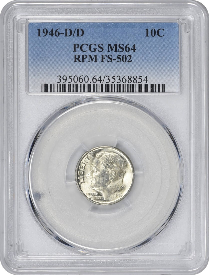 1946-D/D Roosevelt Silver Dime MS64 PCGS Certified 90% Silver: 1946-D/D Roosevelt Silver Dime MS64 PCGS Certified 90% Silver This 1946-D/D Roosevelt Silver Dime is a remarkable collectible with a high grade of MS64, certified by PCGS. Struck in Denver, this uncir