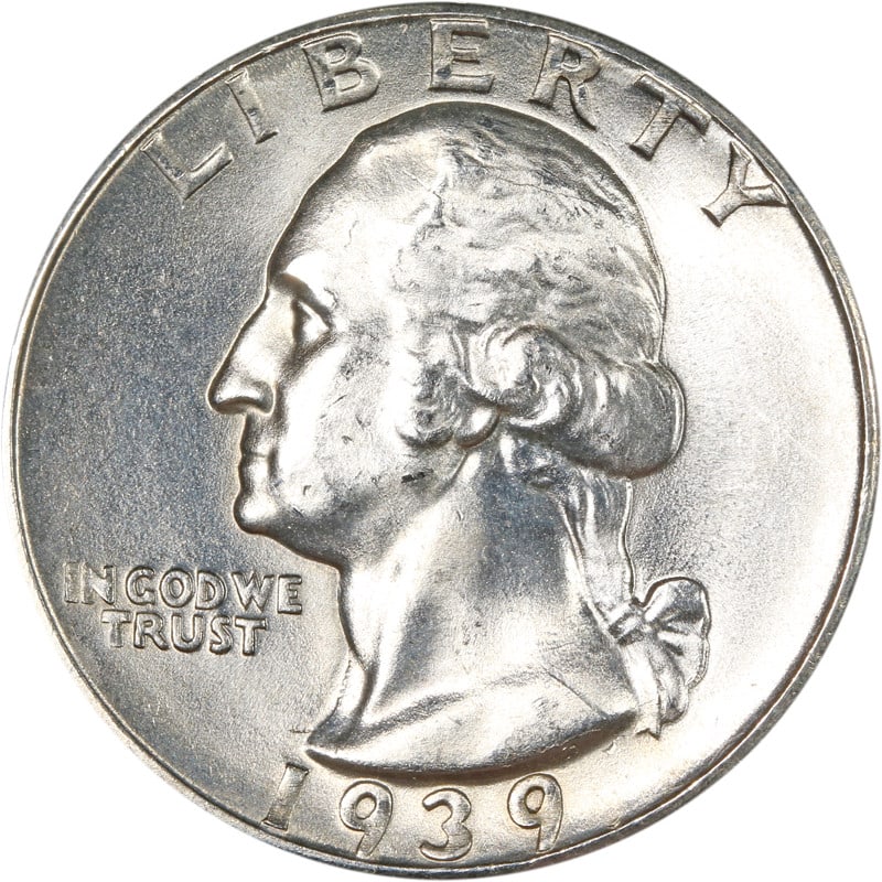 1939 Denver Silver Washington Quarter Coin United States Circulated (1 of 2)