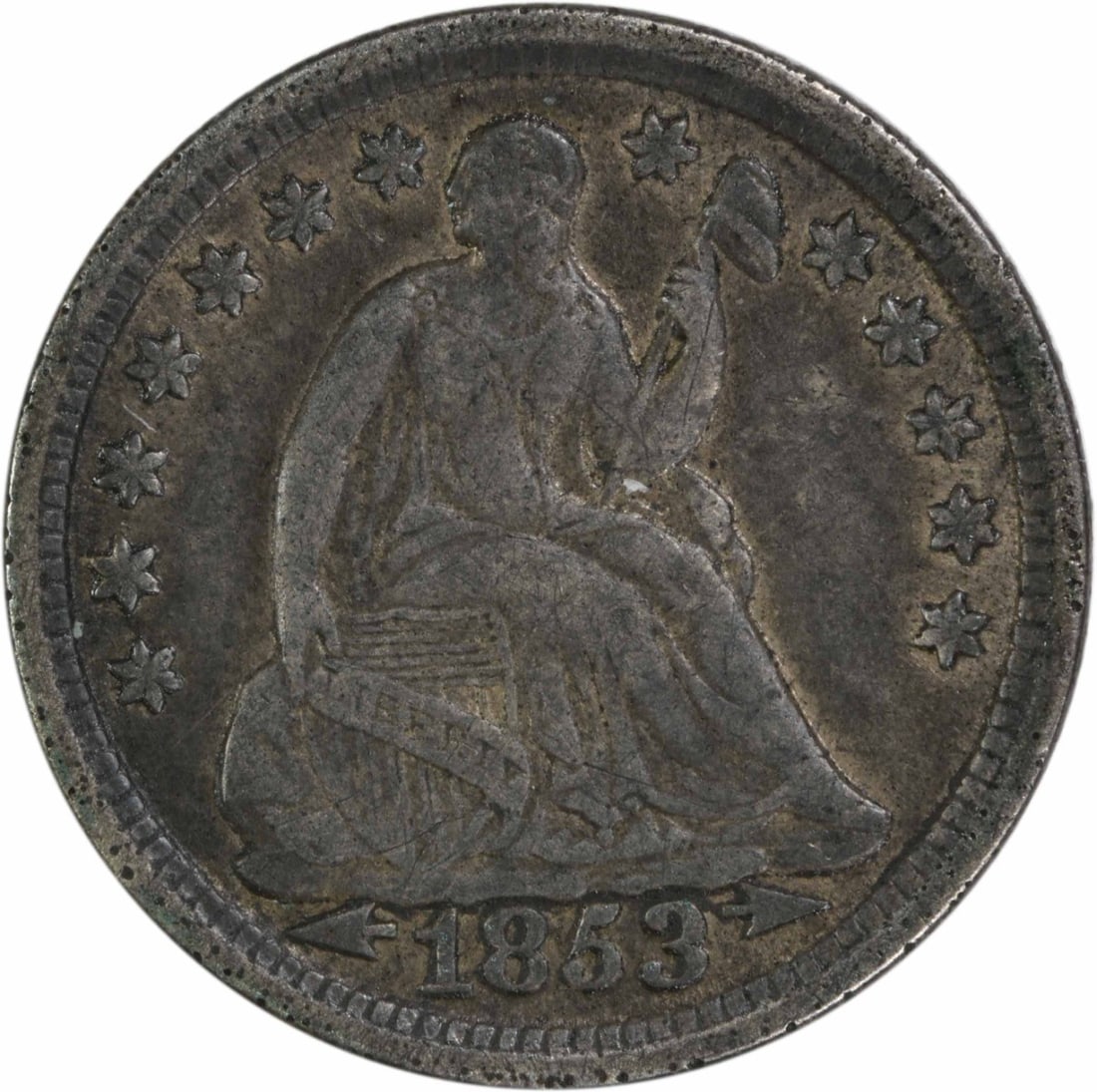 1853 Liberty Seated Half Dime Uncertified 90% Silver (1 of 2)