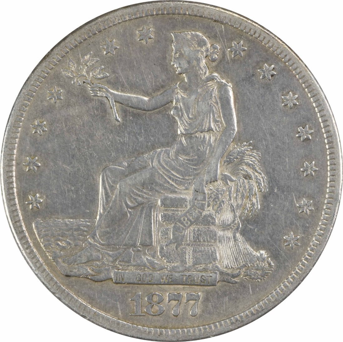 1877-S Trade Silver Dollar William Barber Design Uncertified (1 of 2)
