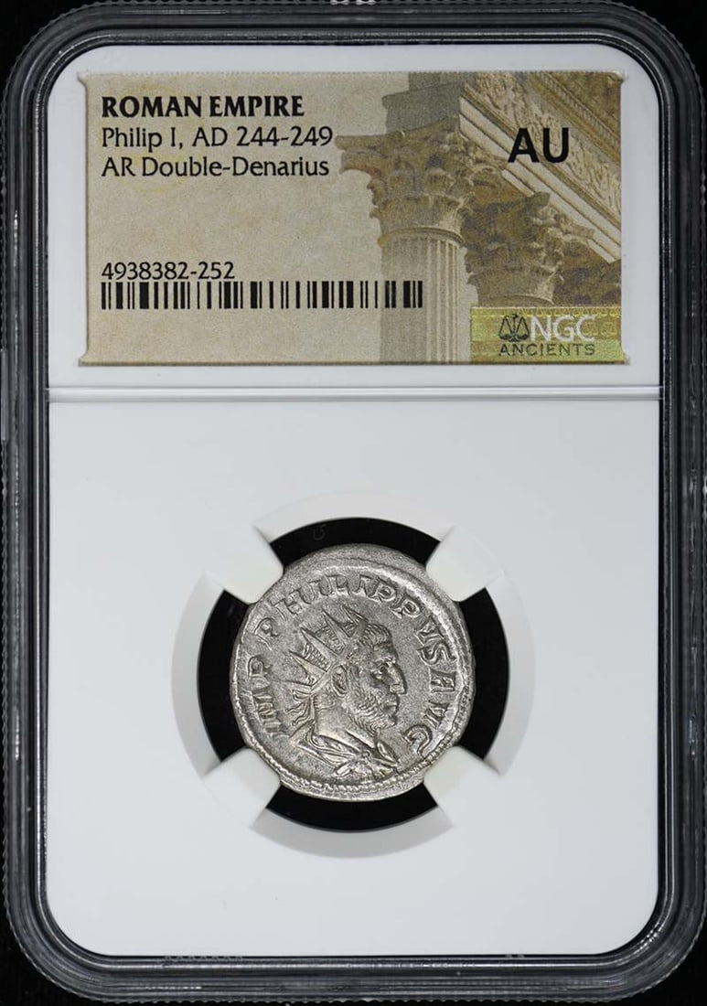 Roman Empire AR Double Denarius of Philip I NGC AU Certified (1 of 2)