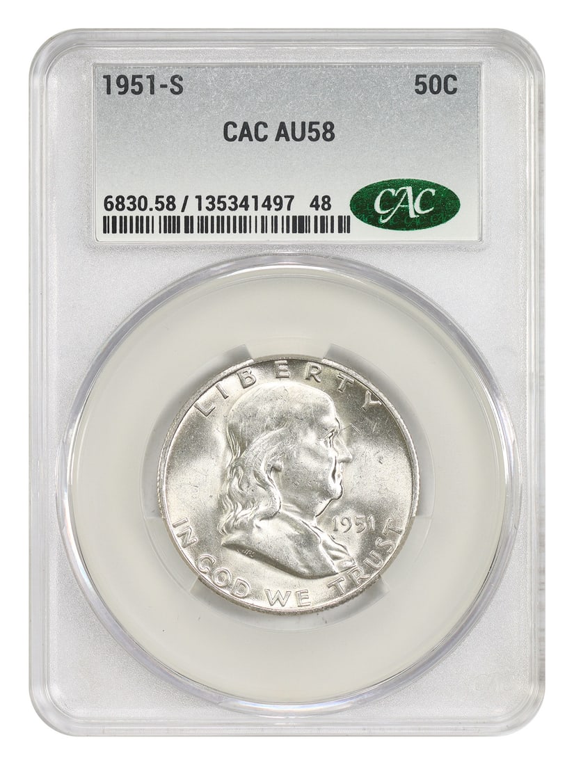 1951 San Francisco Franklin Half Dollar CACG Certified AU58 (1 of 4)