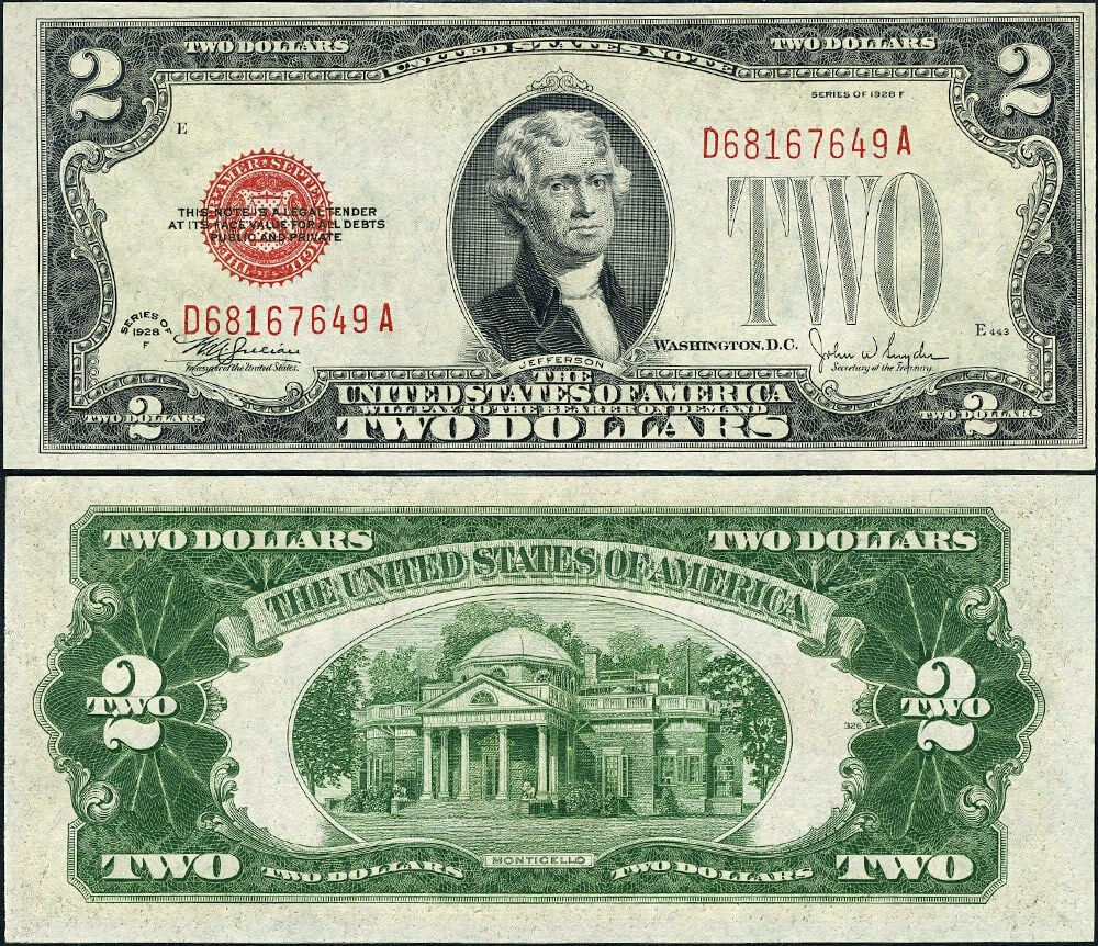 1928-F $2 Legal Tender FR. 1507 Choice Uncirculated Note (1 of 3)