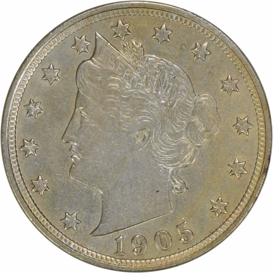 1905 Liberty Nickel AU Uncertified Philadelphia Mint 5C: 1905 Liberty Nickel AU Uncertified Philadelphia Mint 5C This 1905 Liberty Nickel is a fine example of American numismatic history. Struck at the Philadelphia Mint, this coin features the iconic Libert