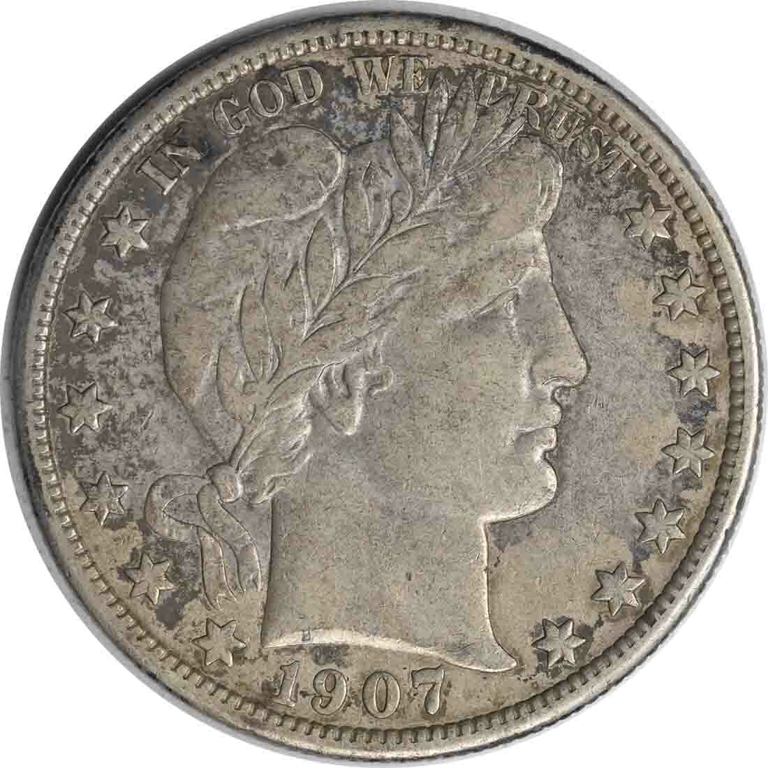 1907-D Barber Half Dollar 50C VF Uncertified 90% Silver Coin: 1907-D Barber Half Dollar 50C VF Uncertified 90% Silver Coin This 1907-D Barber Silver Half Dollar is a remarkable piece of numismatic history. Struck at the Denver Mint, this coin features a beautifu