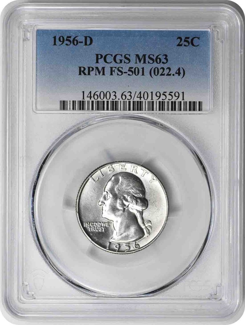 1956-D/D Washington Quarter MS63 PCGS 90% Silver Uncirculated (1 of 2)