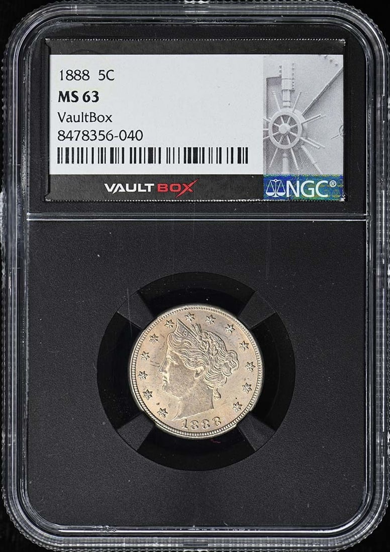 NGC MS63 1888 Liberty Nickel Five Cent Uncirculated Coin: NGC MS63 1888 Liberty Nickel Five Cent Uncirculated Coin This 1888 Liberty Nickel is graded MS63 by NGC and features an uncirculated condition. Struck at the Philadelphia Mint, this coin represents th