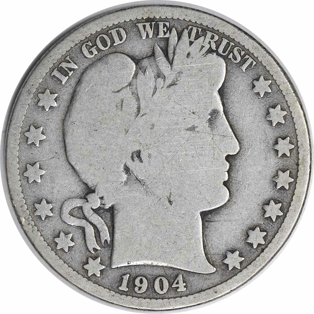 1904-S Barber Silver Half Dollar 50C by Charles E. Barber Uncertified: 1904-S Barber Silver Half Dollar 50C by Charles E. Barber Uncertified This 1904-S Barber Silver Half Dollar is a classic piece of numismatic history. Struck in San Francisco, this coin features a desi
