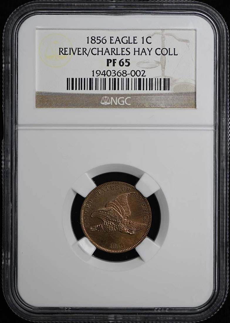 NGC Proof 65 1856 Flying Eagle One Cent Philadelphia Mint: NGC Proof 65 1856 Flying Eagle One Cent Philadelphia Mint This 1856 Flying Eagle Cent is a proof strike graded PR65 by NGC. Minted in Philadelphia, this uncirculated coin is from the pre-owned categor