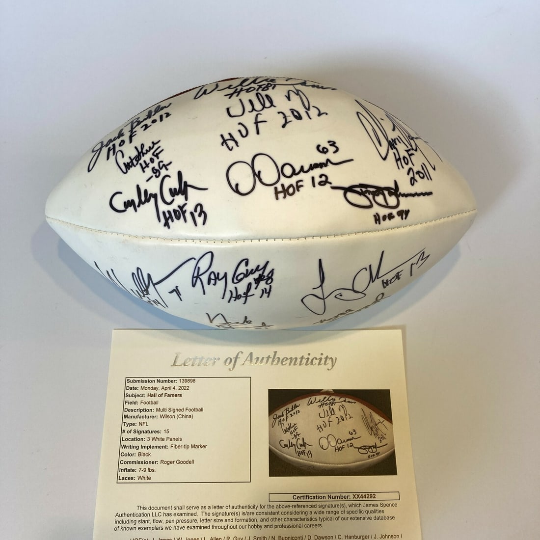 Hall Of Fame Legends Multi Signed NFL Football 15 Sigs JSA COA: Hall Of Fame Legends Multi Signed NFL Football 15 Sigs JSA COA This is a Hall Of Fame Legends Multi Signed Football, featuring a remarkable collection of 15 signatures from legendary NFL players. Auth