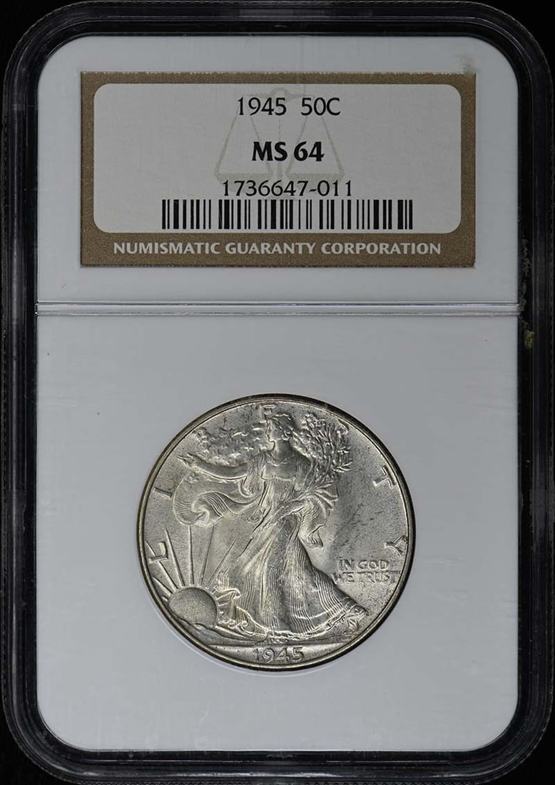 NGC MS64 1945 Philadelphia Walking Liberty 50C Half Dollar (1 of 2)