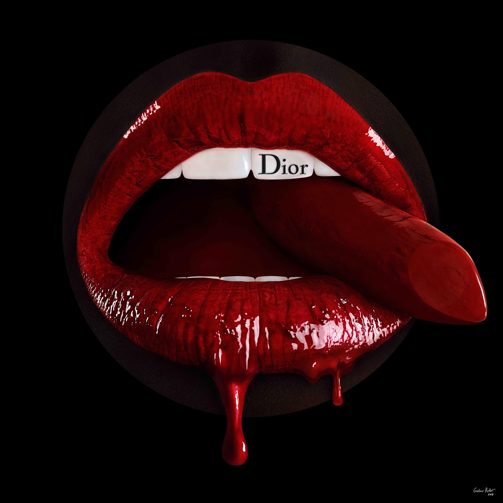 Giuliano Bekor LIPS - LD4 Dior Framed Photography Ed. 2/8 38 x 38 Inch: Giuliano Bekor LIPS - LD4 Dior Framed Photography Ed. 2/8 38 x 38 Inch Introducing 'LIPS - LD4 Dior,' a captivating framed photography piece by internationally recognized artist Giuliano Bekor, create