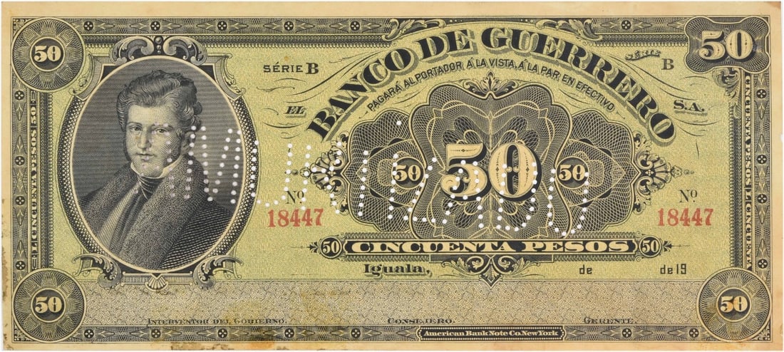 1914 Guerrero 50 Pesos Amortiizado Mexico Uncirculated Uncertified (1 of 2)