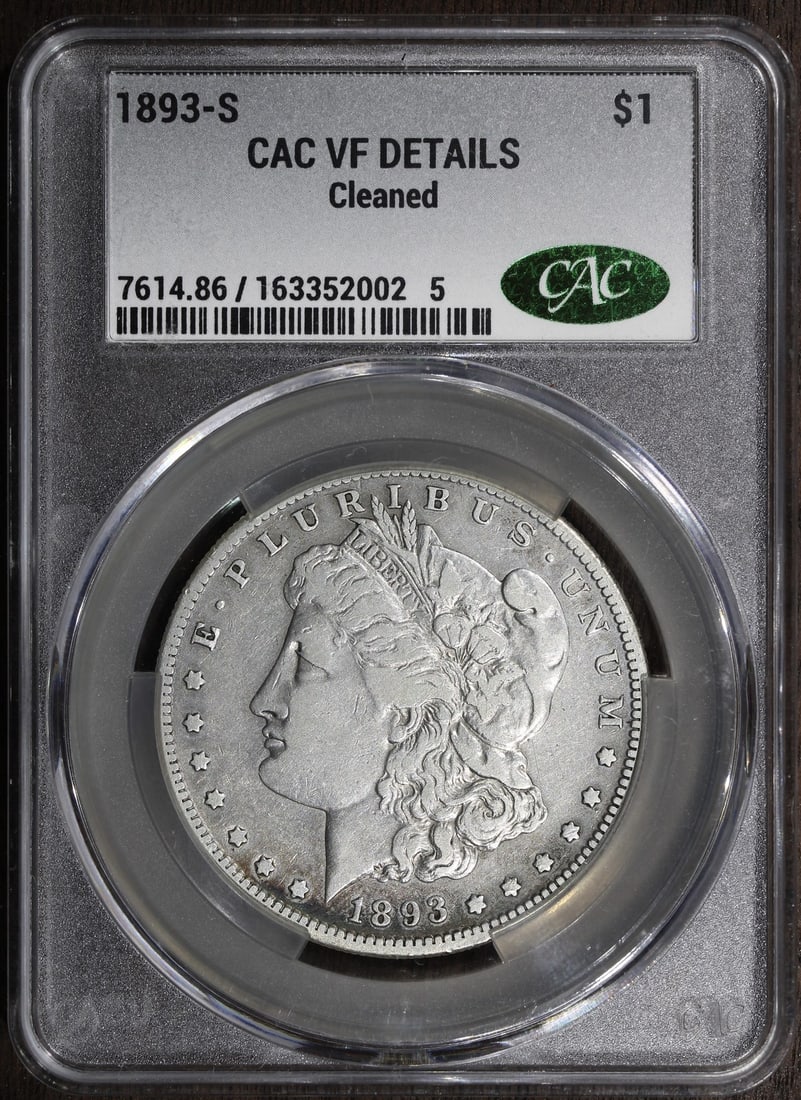 San Francisco Mint 1893 Morgan Dollar Silver Coin CAC Verified: San Francisco Mint 1893 Morgan Dollar Silver Coin CAC Verified This 1893-S Morgan Silver Dollar features a circulated condition and has been certified by CAC. Minted in San Francisco in 1893, this coi