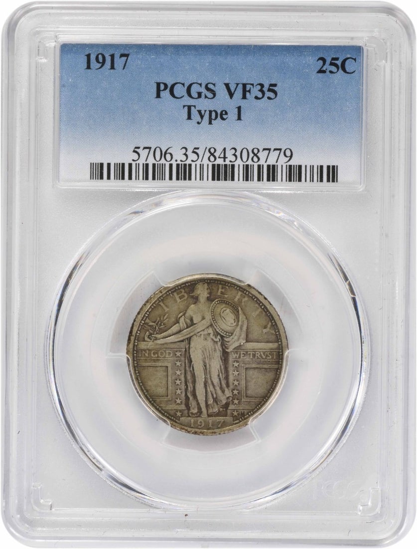 PCGS VF35 1917 Standing Liberty 25C Philadelphia Silver Quarter (1 of 2)