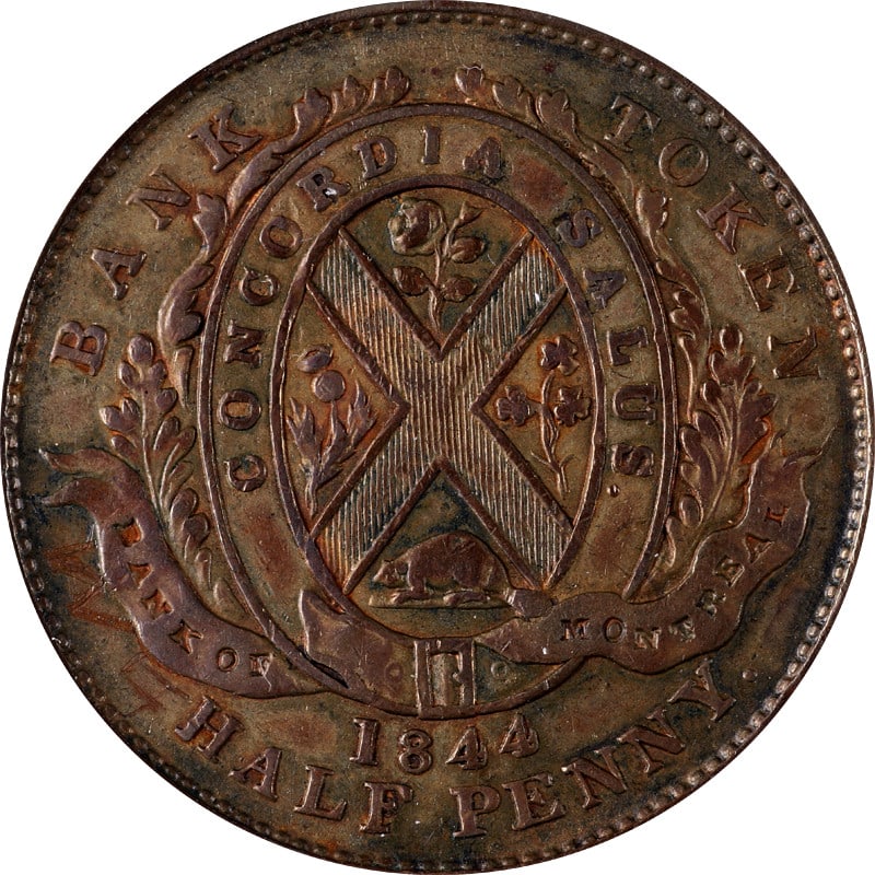 1844 Canadian Half Penny Token Copper ICG EF45 KM#Tn18 Scratched (1 of 4)