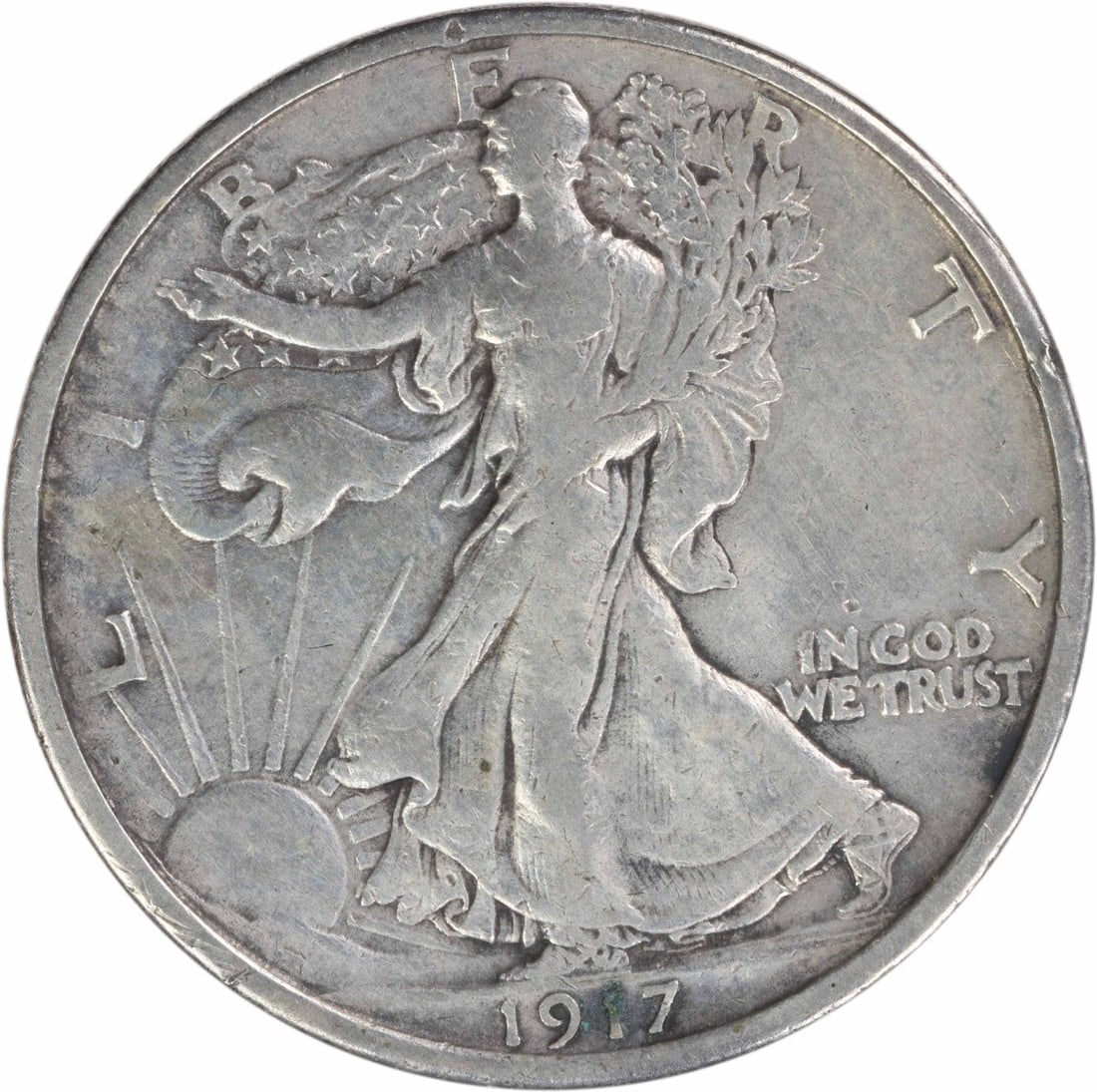 1917 Denver Liberty Walking Half Dollar 90 Percent Silver EF Uncertified (1 of 2)