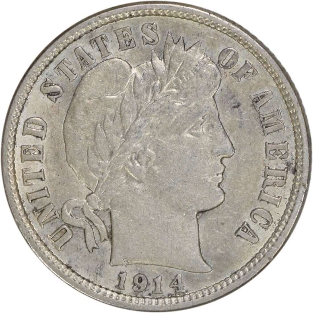 1914-D Barber Silver Dime AU Uncertified 90% Silver Coin (1 of 2)